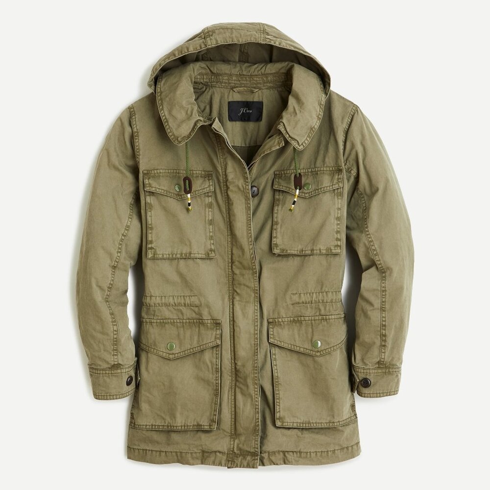 J Crew Jacket Womens Small Lightweight Utility in Vintage Surplus Military Green